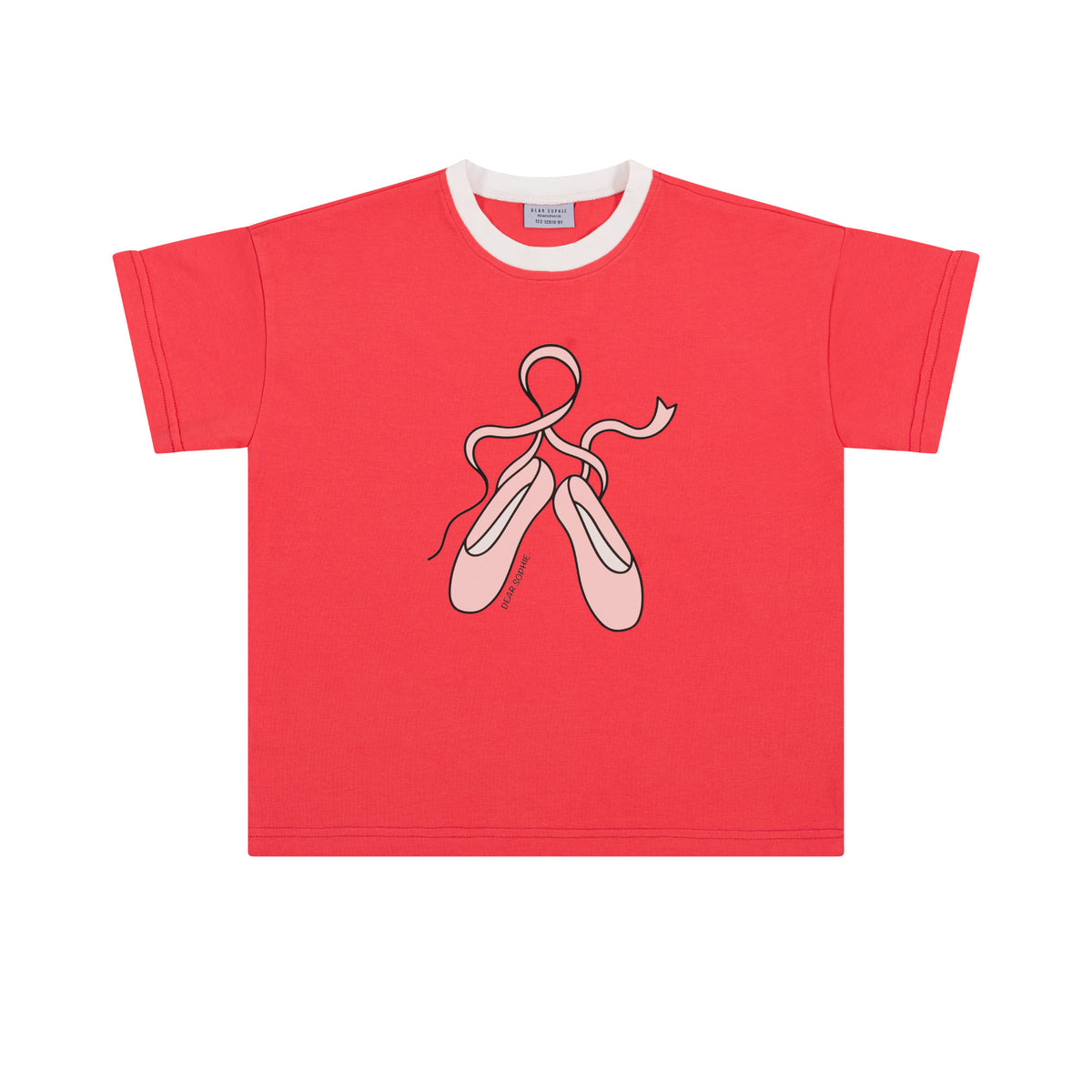 Luźny t-shirt dziecięcy Baletki Czerwone – DEAR SOPHIE – ujęcie 1