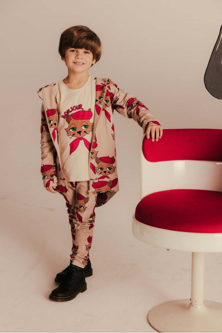 T-shirt dziecięcy oversize Kot Artysta Ecru – ujęcie 2