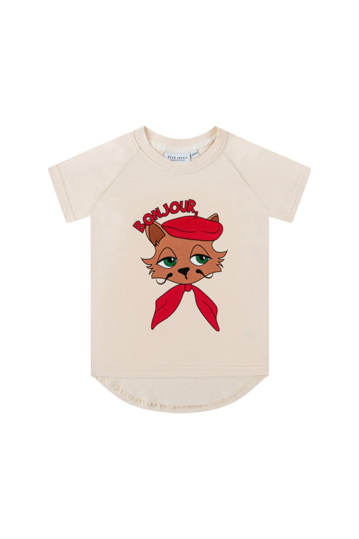 T-shirt dziecięcy oversize Kot Artysta Ecru – DEAR SOPHIE