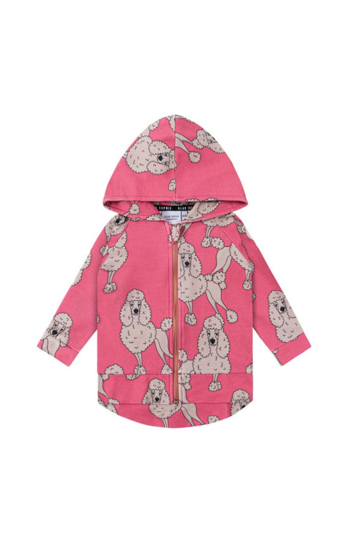Bluza z kapturem na zamek dziecięca Pudel Róż – DEAR SOPHIE