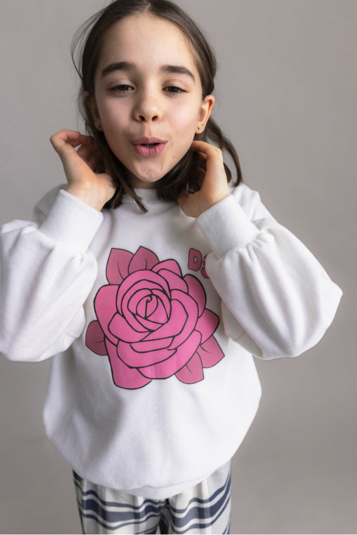 Bluza bufiasta dziecięca Róża Welurowa – ujęcie 3
