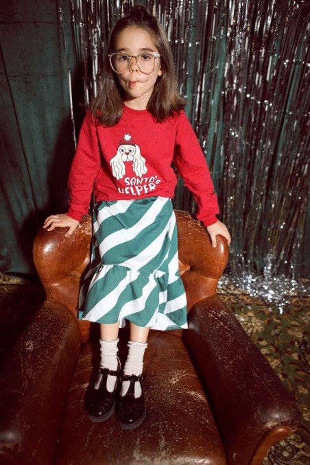 ZIELONE PASY DŁUGA SPÓDNICA