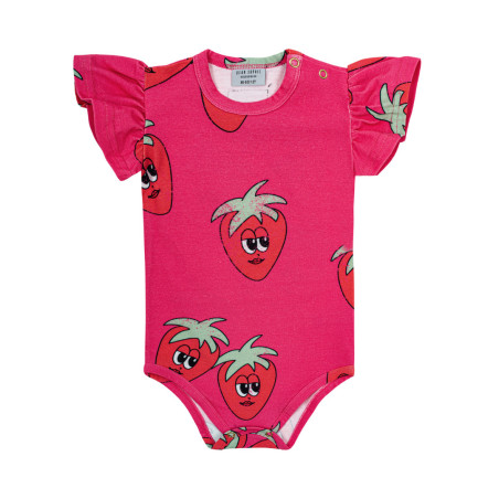 STRAWBERRY PINK FRILL BODYSUIT