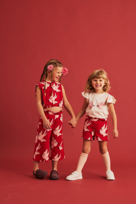 SWALLOW RED PAPERBAG SHORTS