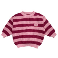 RÓŻOWO-BORDOWE PASY SWETER DZIECIĘCY