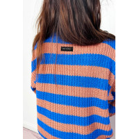 BLUE-CARAMEL STRIPES SWEATER FOR HER