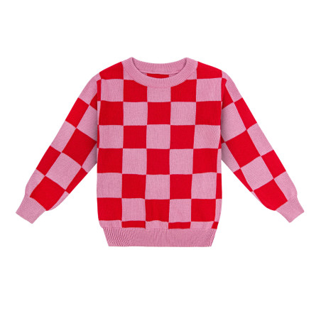 RÓŻOWA KRATA SWETER