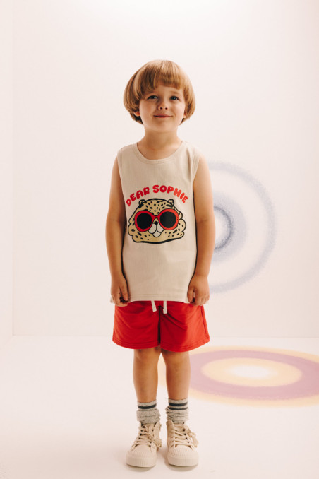 CHOMIK ECRU PRĄŻKOWANY TANK TOP