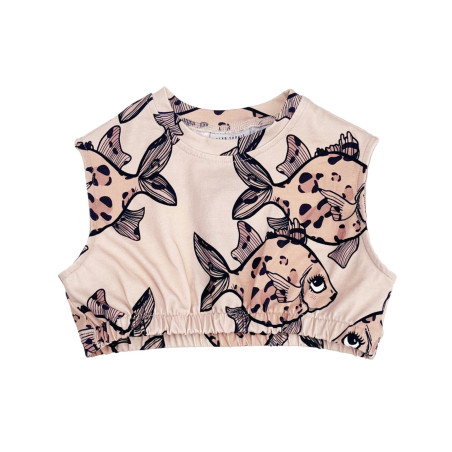 LEOFISH BEIGE LOOSE CROP TOP