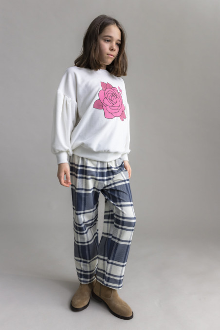 ROSE VELVET PUFF SWEATSHIRT