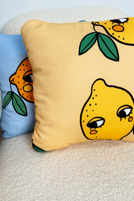 LEMON YELLOW SMALL COTTON PILLOW