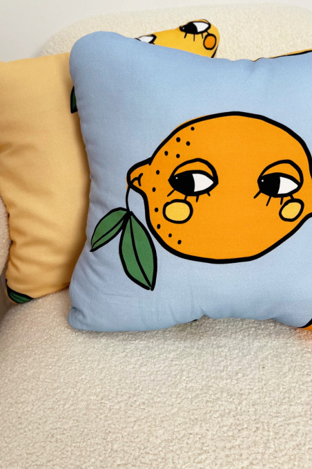 LEMON BLUE SMALL COTTON PILLOW