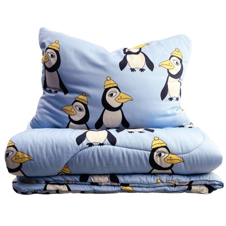 PENGUIN BLUE FILLED BEDDING SET