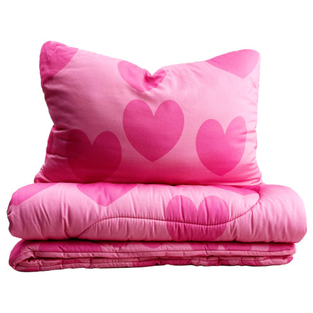 HEARTS PINK FILLED BEDDING SET