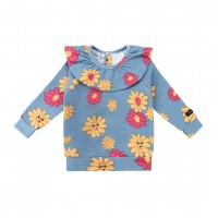 FLOWERS BLUE JERSEY FRILLED...