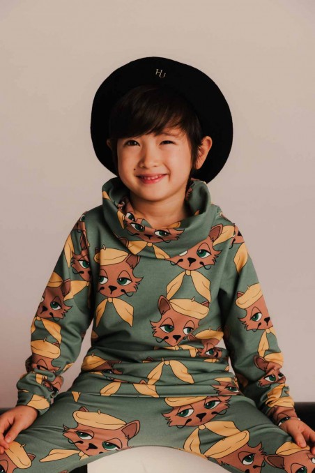 KOT ARTYSTA ZIELONY BLUZA Z KOMINEM