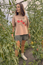 Damski t-shirt Washed Light Brown – ujęcie 2