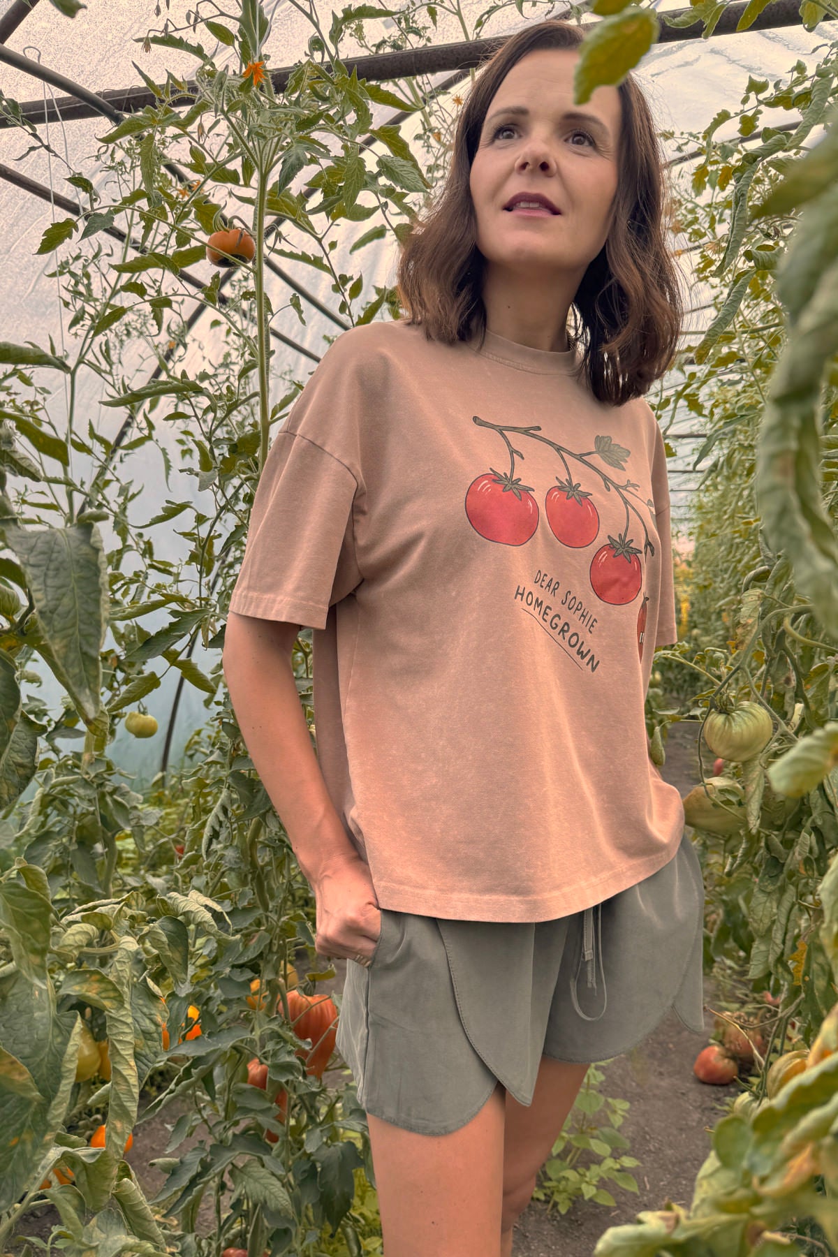 Damski t-shirt Washed Light Brown – ujęcie 5