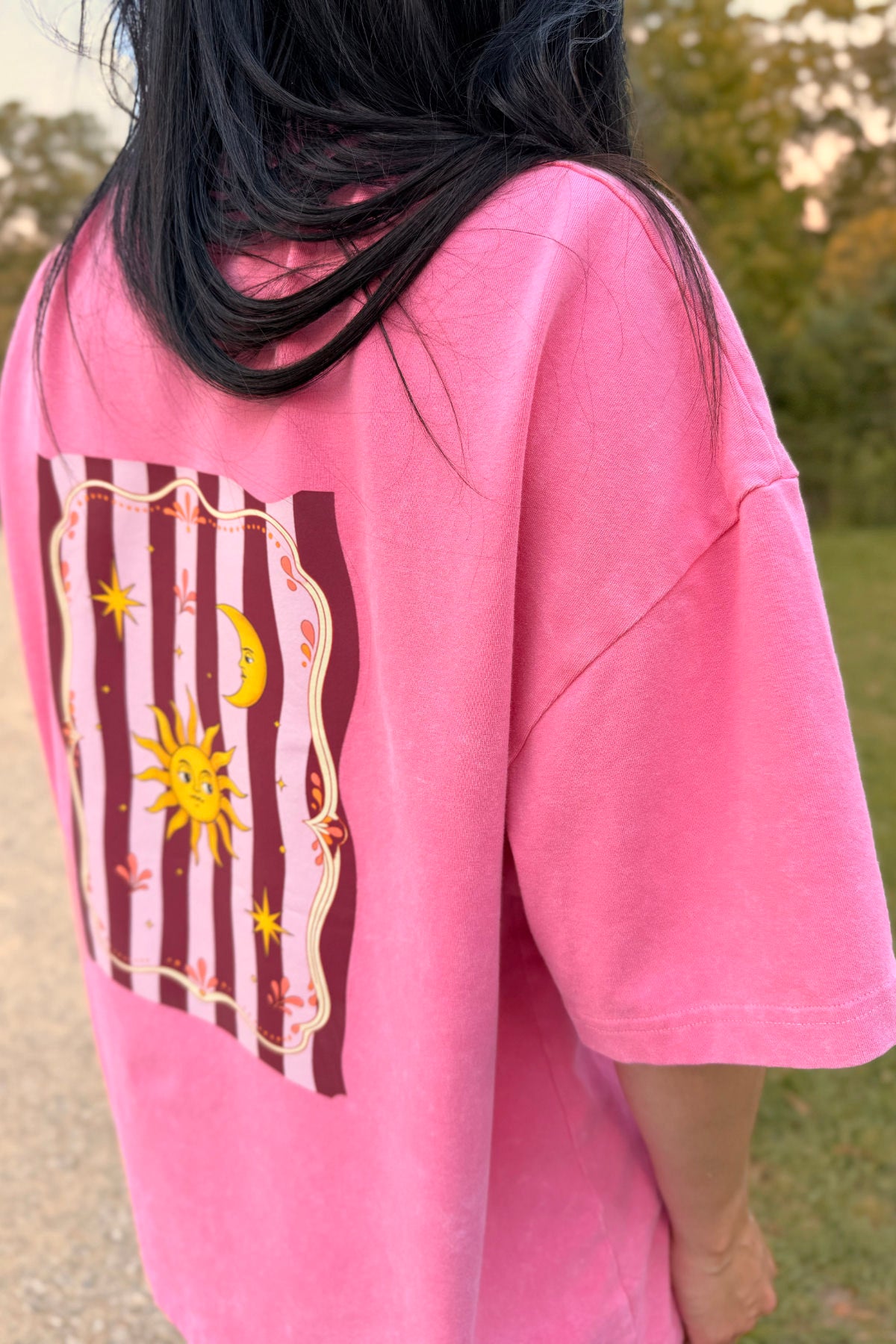 Damski t-shirt Washed Pink z nadrukiem na plecach – ujęcie 6