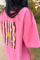 Damski t-shirt Washed Pink z nadrukiem na plecach – ujęcie 6
