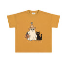 Luźny t-shirt dziecięcy Halloween Trio Musztardowy – DEAR SOPHIE – ujęcie 1