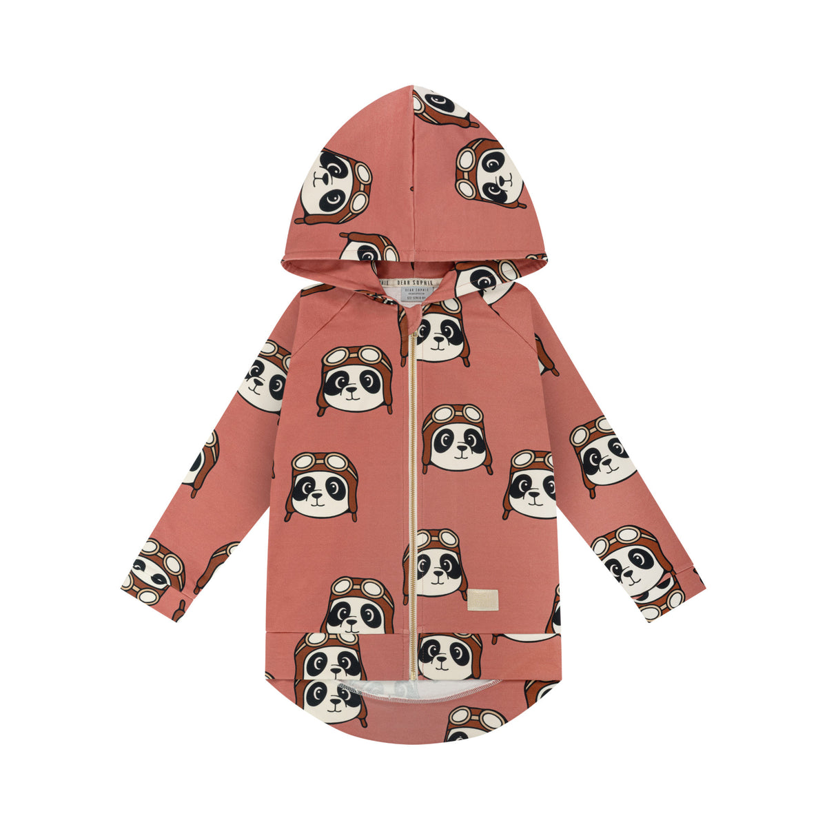 Bluza z kapturem na zamek dziecięca Panda Brązowa – DEAR SOPHIE – ujęcie 1
