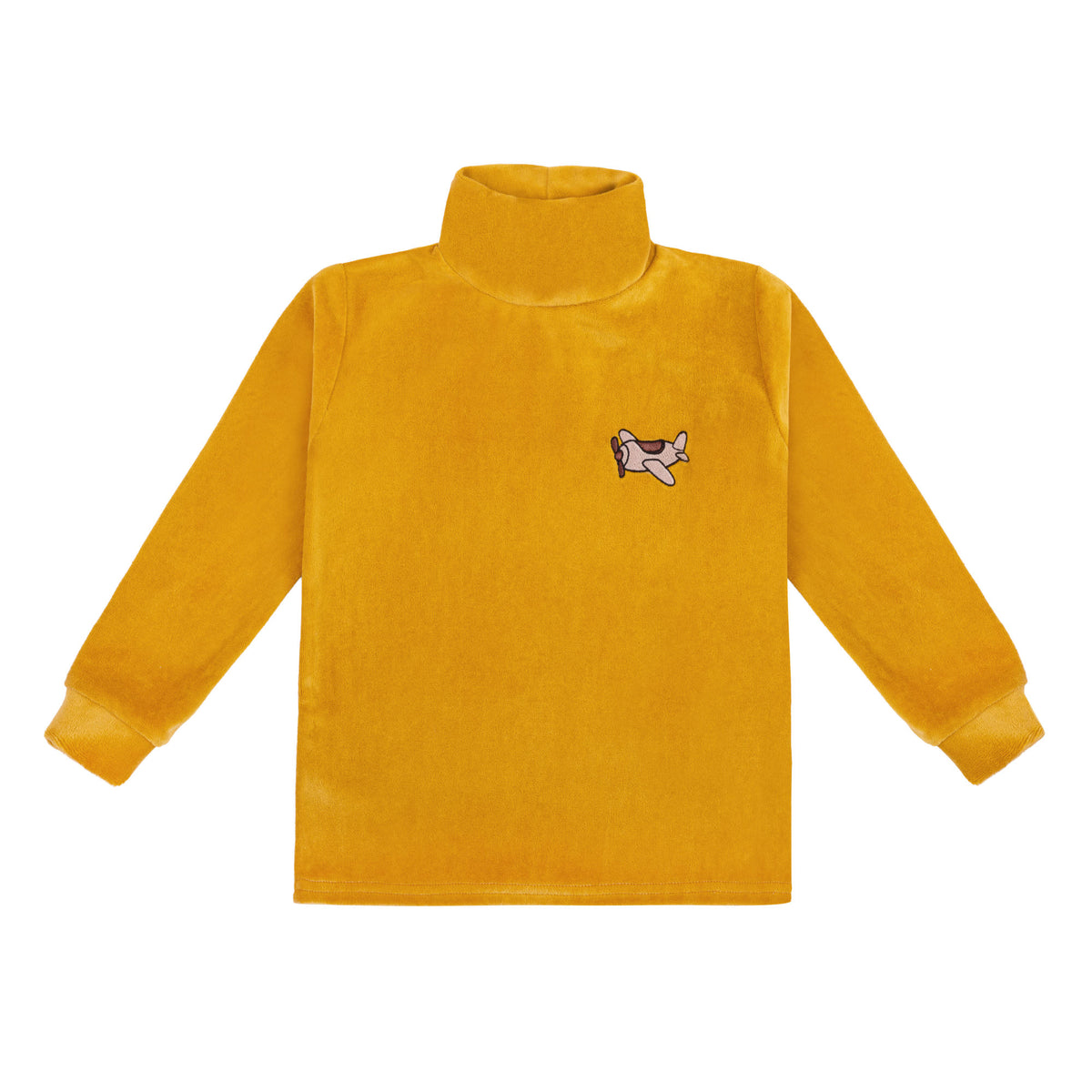 Longsleeve dziecięcy Samolot Żółty Welur – DEAR SOPHIE – ujęcie 1