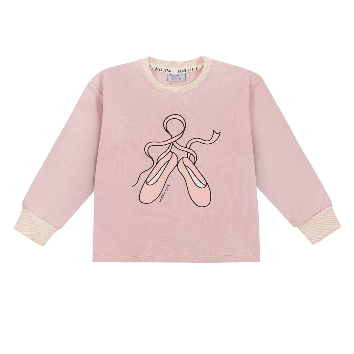 Luźny longsleeve dziecięcy Baletki Różowe – DEAR SOPHIE – ujęcie 1