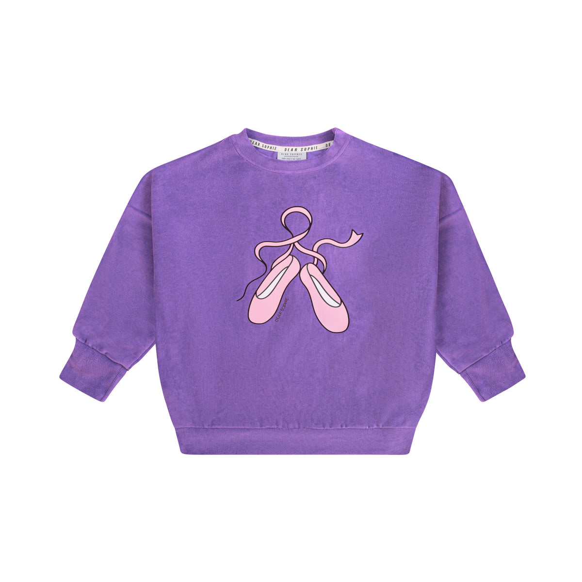 Bluza raglanowa dziecięca Baletki Fioletowe Welur – DEAR SOPHIE – ujęcie 1
