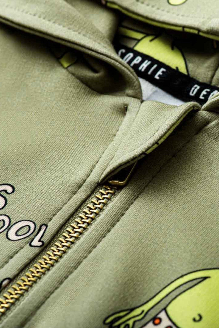 Bluza z kapturem na zamek dziecięca Kosmitek Elo Khaki – ujęcie 4