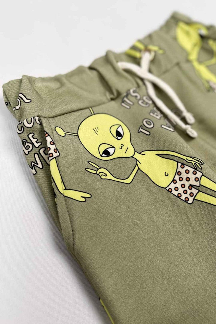 Spodnie dresowe dziecięce Kosmitek Elo Khaki – ujęcie 4
