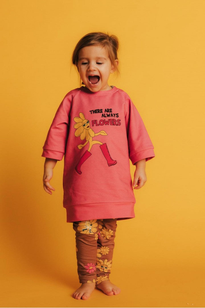 Legginsy dziecięce Kwiatki Brąz – ujęcie 3
