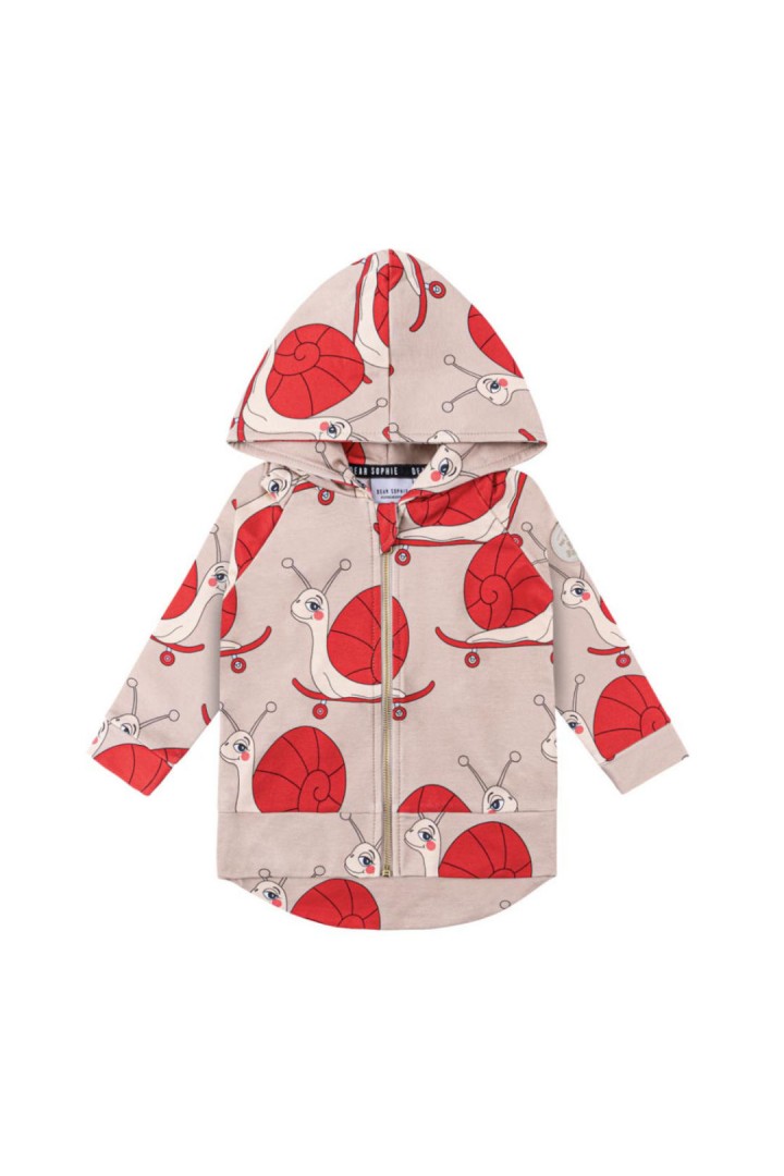 Bluza z kapturem na zamek dziecięca Ślimak Jasny – DEAR SOPHIE